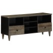 Mueble de TV madera maciza de mango negro 100x33x46 cm