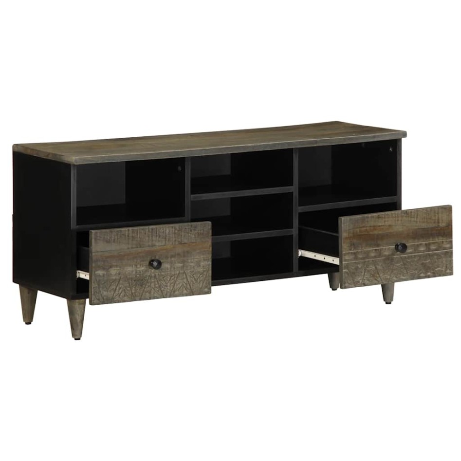 Mueble de TV madera maciza de mango negro 100x33x46