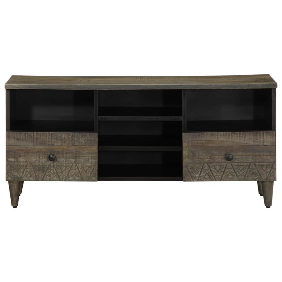 Mueble de TV madera maciza de mango negro 100x33x46