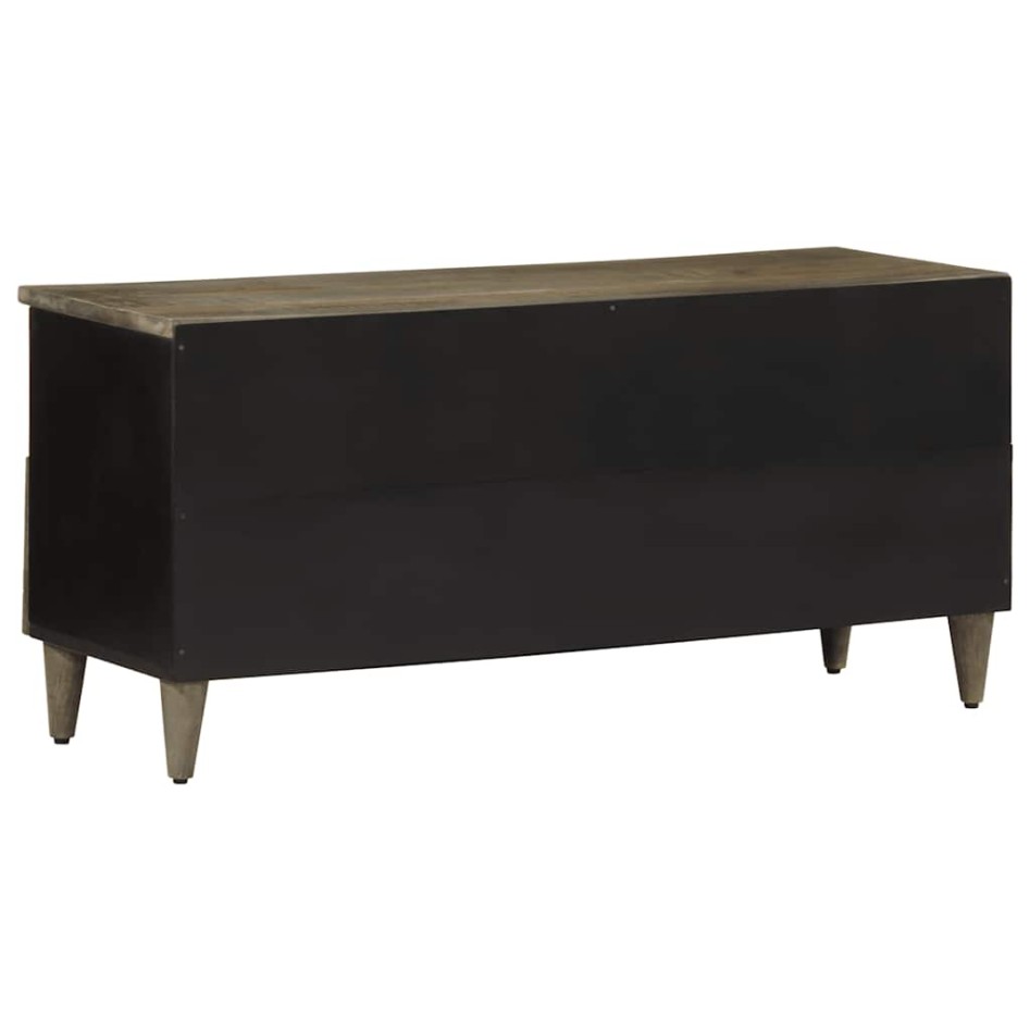 Mueble de TV madera maciza de mango negro 100x33x46