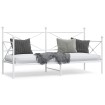 Sofá cama sin colchón cuero sintético blanco 90x200 cm acero