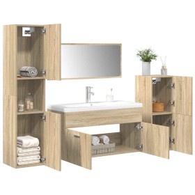 Juego de muebles de baño 5 pzas madera ingeniería roble