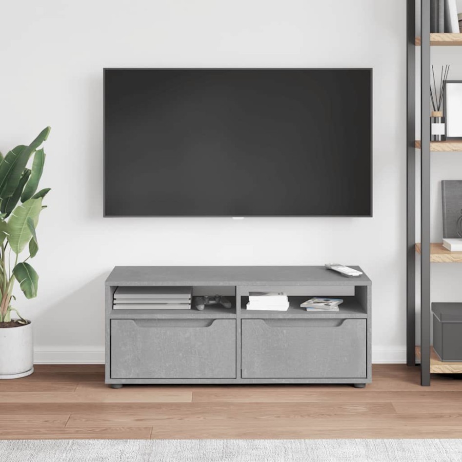 Mueble TV VISNES gris hormigón 100x40x38 cm madera