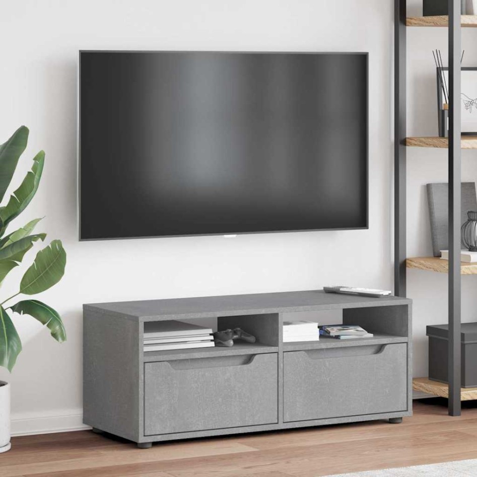 Mueble TV VISNES gris hormigón 100x40x38 cm madera