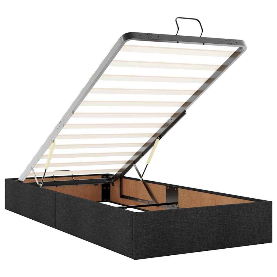 Estructura cama otomana sin colchón tela negro 90x200