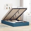 Estructura de cama otomana sin colchón terciopelo azul oscuro