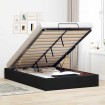 Estructura de cama otomana sin colchón terciopelo negro