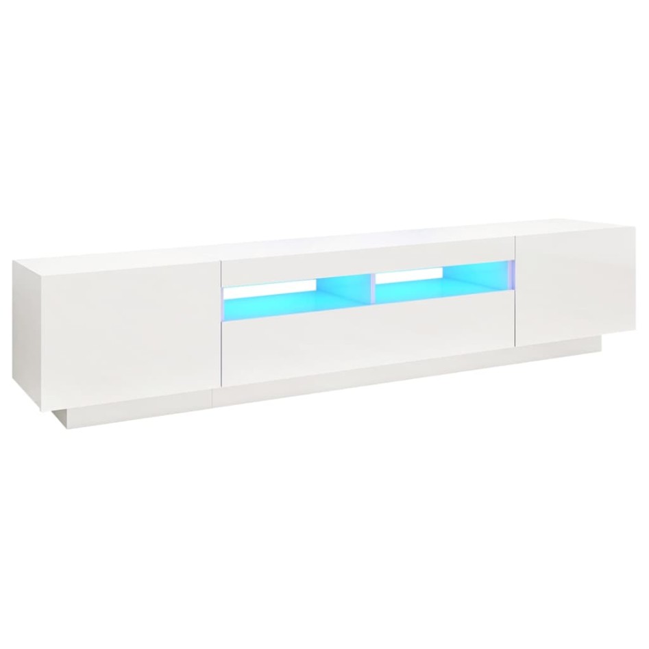 Mueble para TV con luces LED blanco brillante 200x35x40
