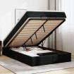 Estructura cama otomana colchón cuero sintético negro 120x200cm