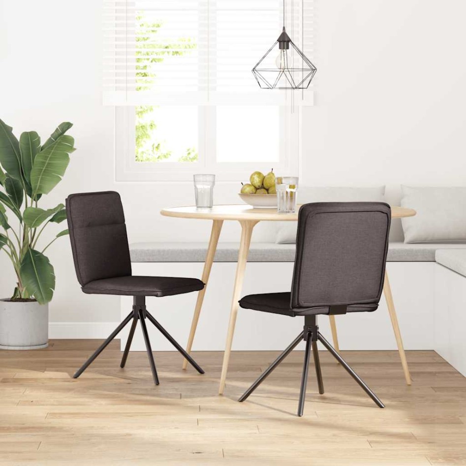 Sillas de comedor 2 unidades tela marrón