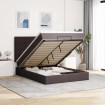 Estructura cama otomana colchón tela marrón oscuro 140x200cm