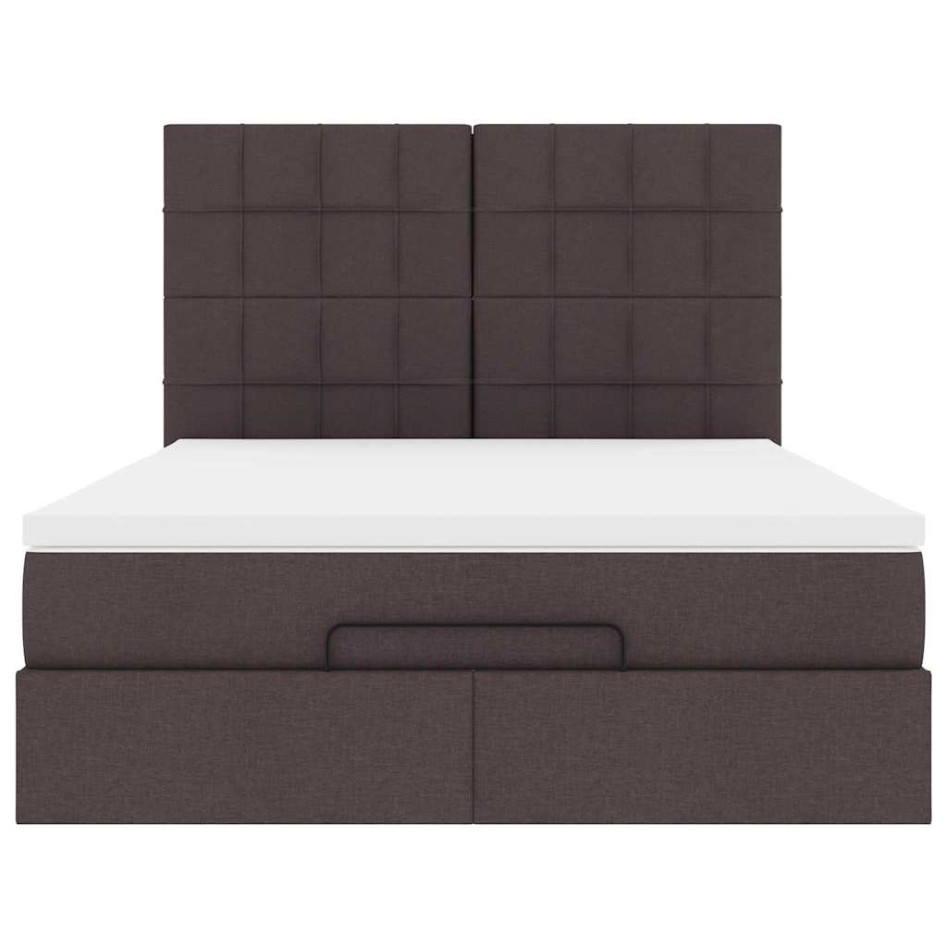 Estructura cama otomana colchón tela marrón oscuro