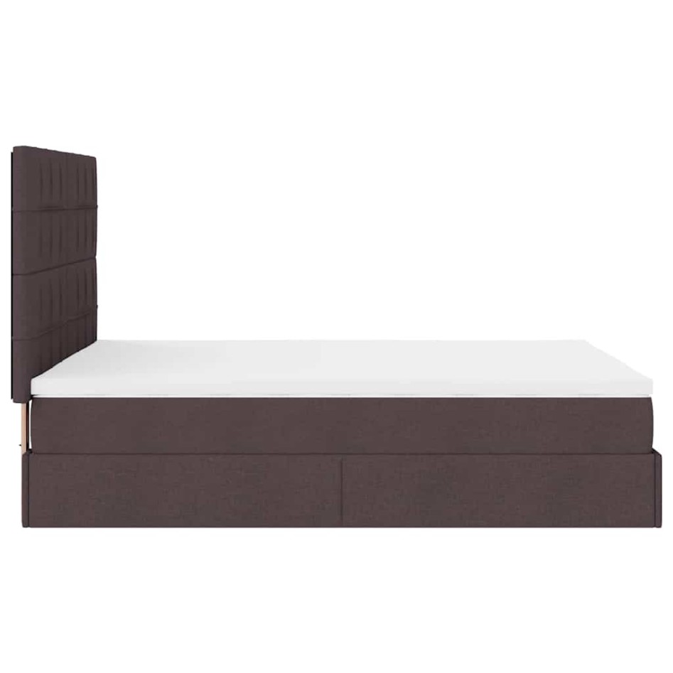 Estructura cama otomana colchón tela marrón oscuro