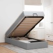 Estructura de cama otomana con colchón tela gris claro 90x190cm