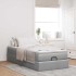 Estructura de cama otomana con colchón tela gris claro