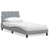 Cama con colchón tela gris claro 90x190