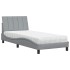 Cama con colchón tela gris claro 90x190