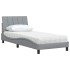 Cama con colchón tela gris claro 90x190