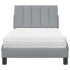 Cama con colchón tela gris claro 90x190