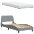 Cama con colchón tela gris claro 90x190