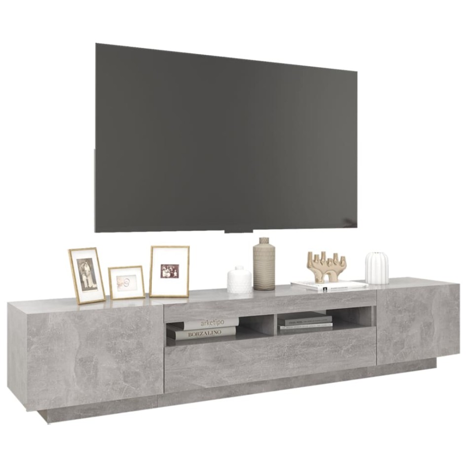 Mueble para TV con luces LED gris hormigón 200x35x40