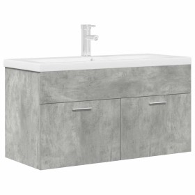 Mueble de baño con lavabo incorporado y grifo gris