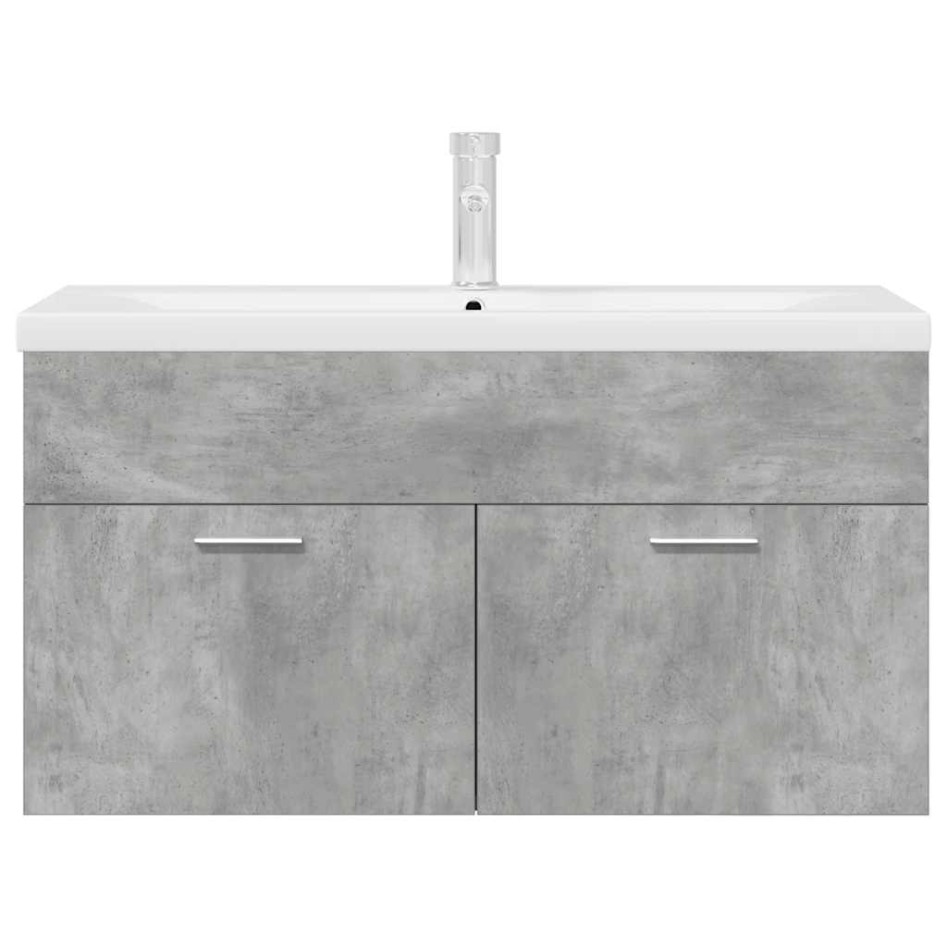 Mueble de baño con lavabo incorporado y grifo gris