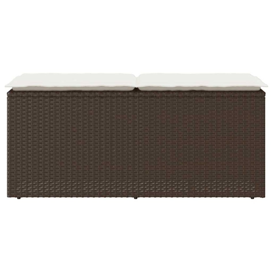 Banco de jardín con cojín ratán sintético marrón 110x40x44