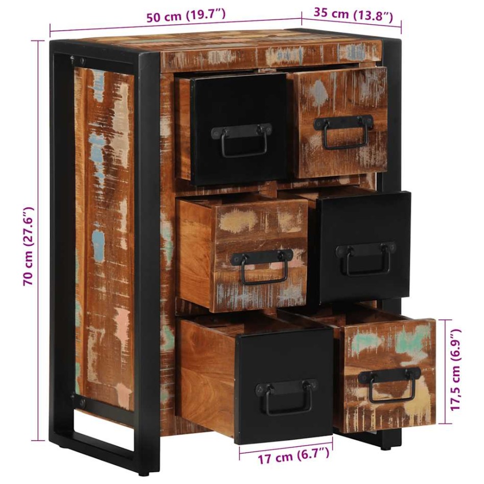 Aparador de madera maciza reciclada 50x35x70