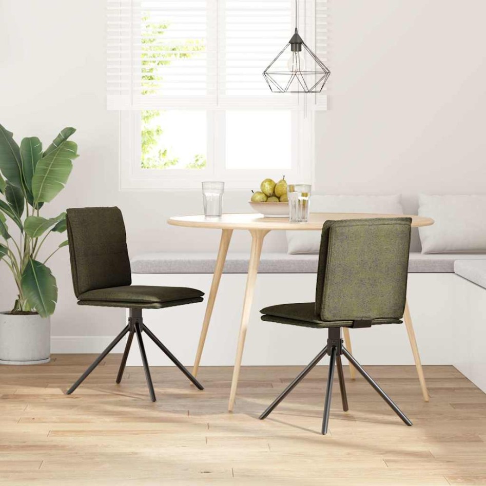 Silla de comedor cuero gamuza verde