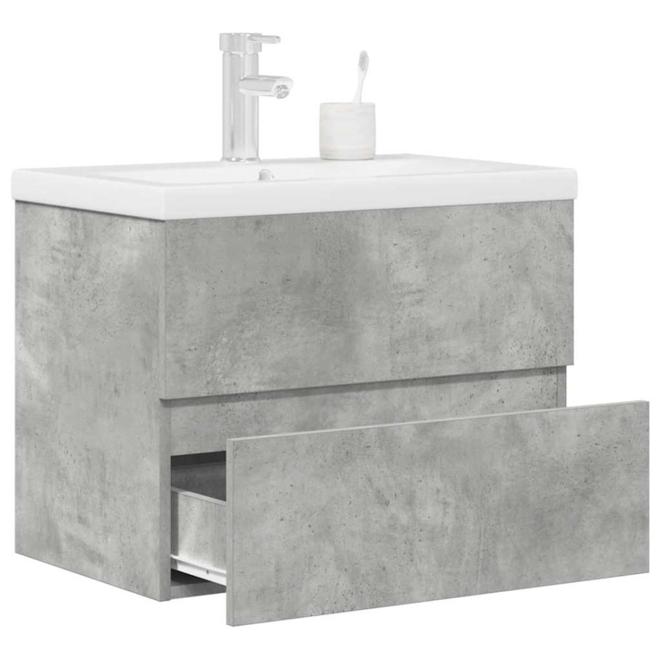 Set muebles de baño 2 piezas madera contrachapada gris