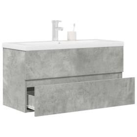 Set muebles de baño 2 piezas madera contrachapada gris