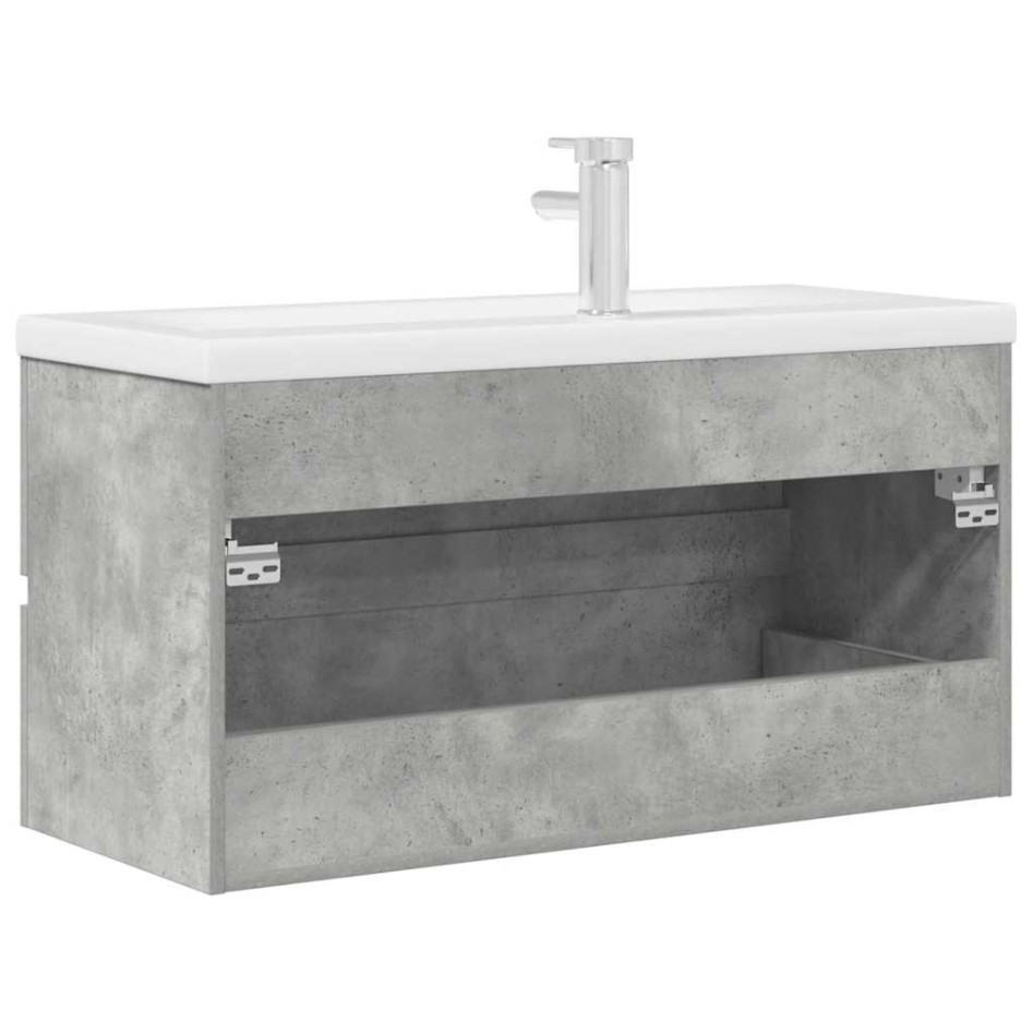 Set muebles de baño 2 piezas madera contrachapada gris