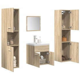 Juego de muebles de baño 5 pzas madera ingeniería roble