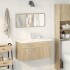 Set de muebles de baño 3 pzas madera contrachapada roble