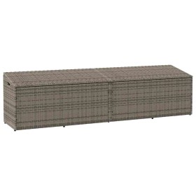 Caja de almacenaje de jardín ratán sintético gris 220x50x58