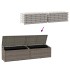 Caja de almacenaje de jardín ratán sintético gris 220x50x58