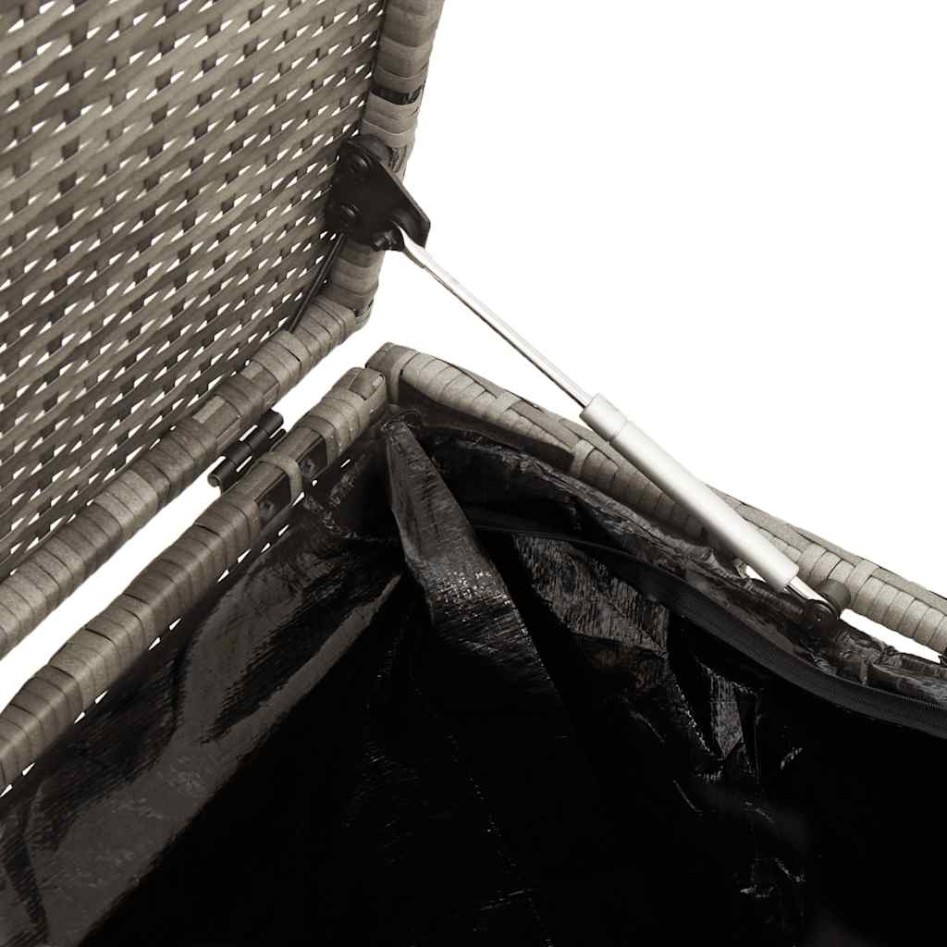 Caja de almacenaje de jardín ratán sintético gris 220x50x58