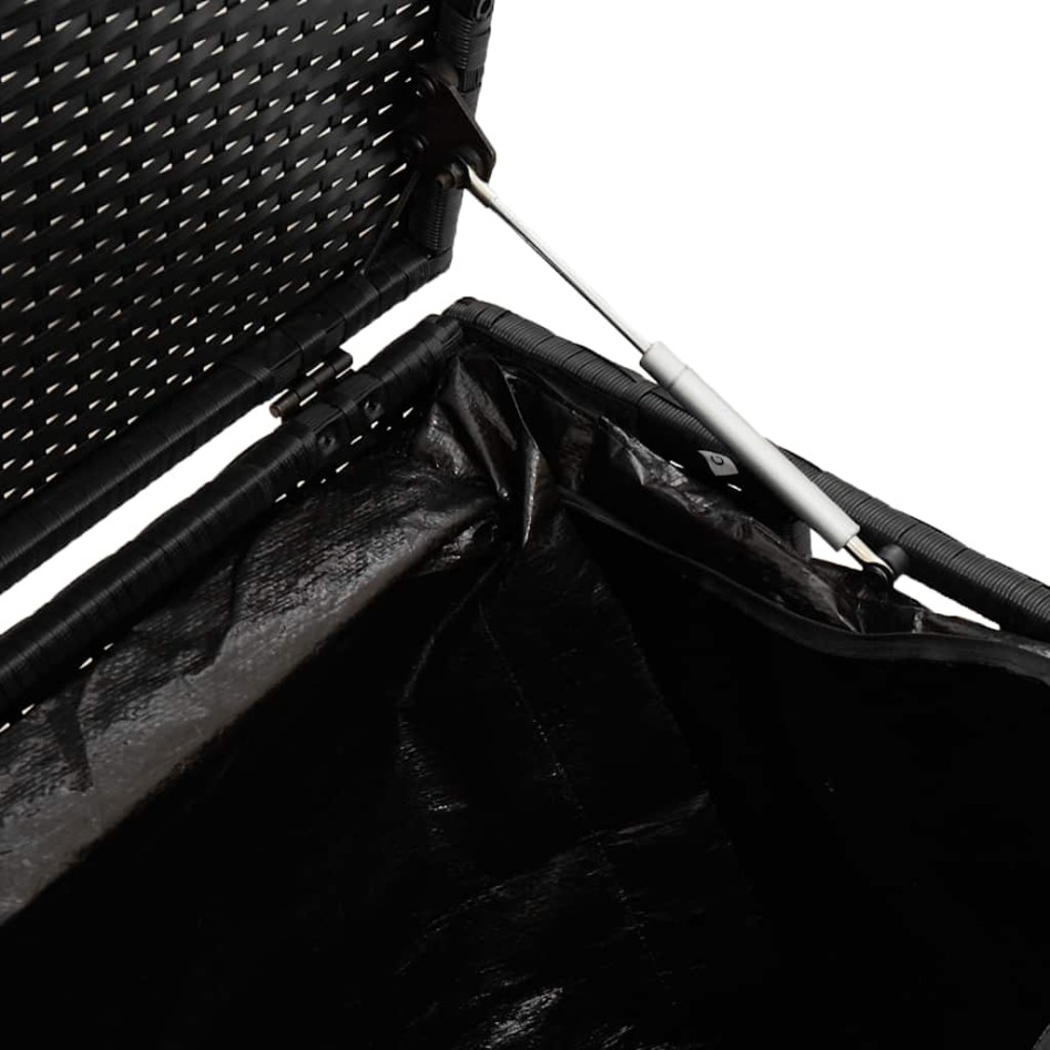 Caja de almacenaje de jardín ratán sintético negro 220x50x58