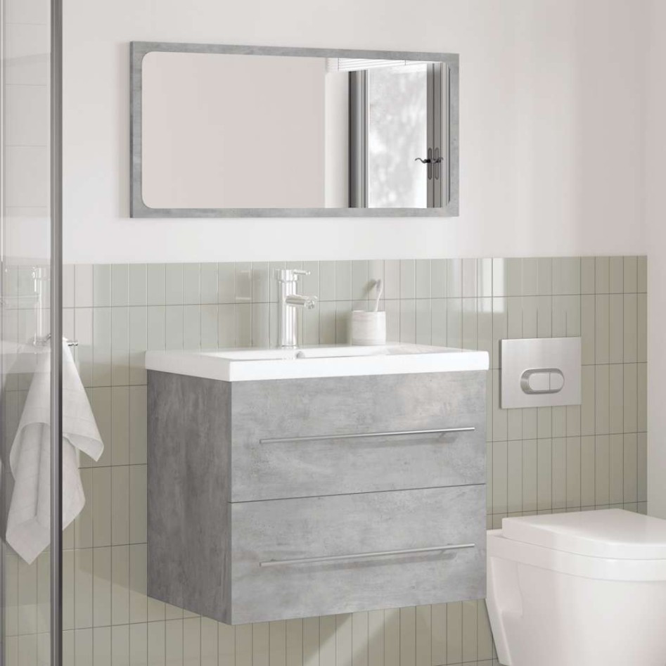 Set muebles de baño 2 piezas madera contrachapada gris