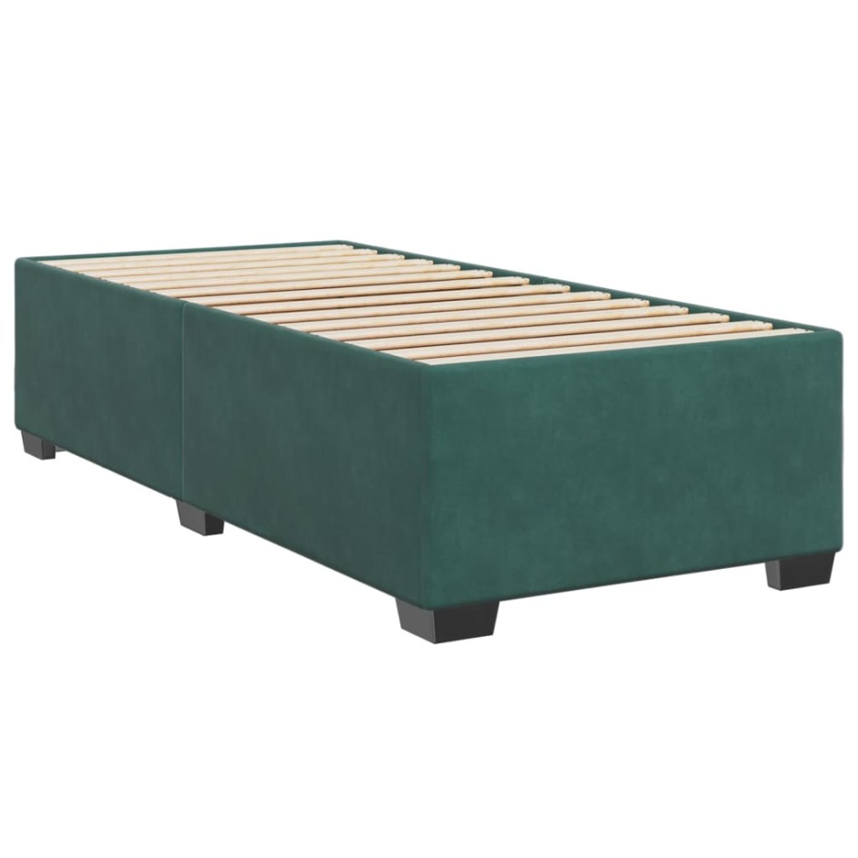 Cama box spring con colchón terciopelo verde oscuro 90x200