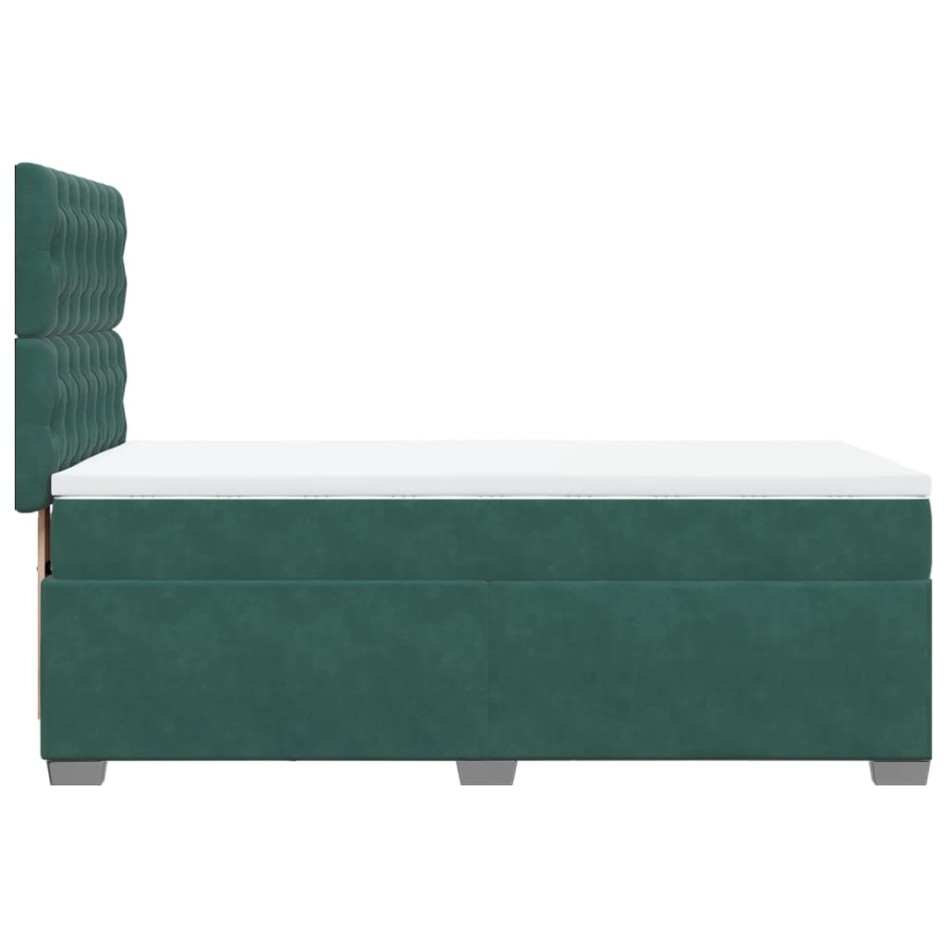 Cama box spring con colchón terciopelo verde oscuro 90x200
