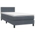 Cama box spring con colchón terciopelo gris oscuro 90x210
