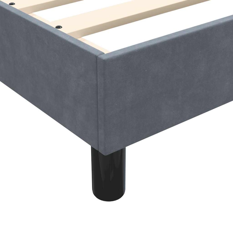 Cama box spring con colchón terciopelo gris oscuro 90x210