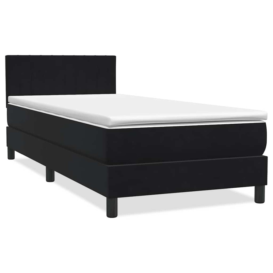 Cama box spring con colchón cuero sintético negro 80x220