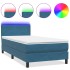 Cama box spring con colchón terciopelo azul oscuro 80x210
