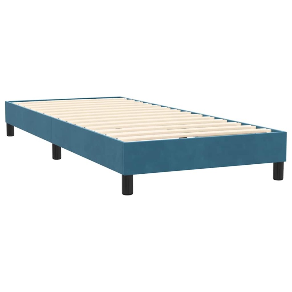 Cama box spring con colchón terciopelo azul oscuro 80x210