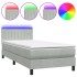 Cama box spring con colchón terciopelo gris claro 90x220