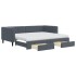 Sofá cama nido con cajones terciopelo gris oscuro 90x200