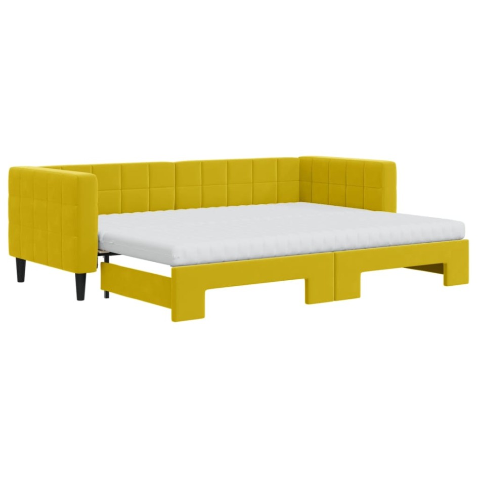 Sofá cama nido con colchón terciopelo amarillo 80x200